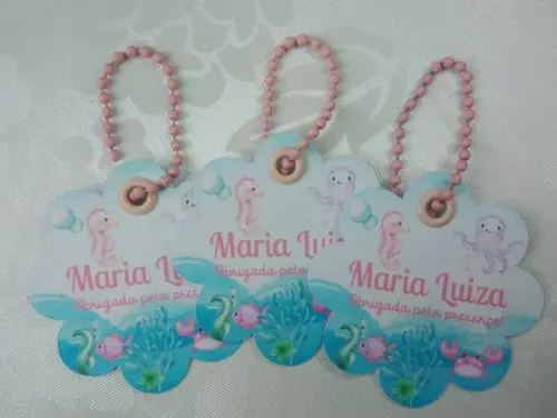 Tag Fundo do Mar com Ilhós e Corrente Bolinha 120 Unidades
