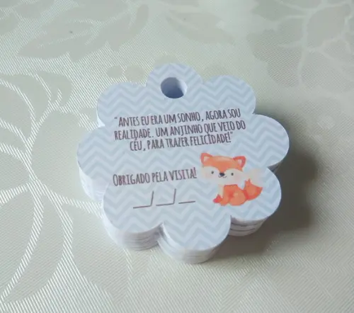 Tag de Agradecimento Raposinha 50 Unidades