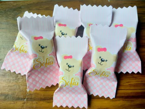 Balinhas Personalizadas Ursinha 100 Unidades