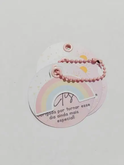 Tag de Agradecimento Arco Íris + Correntinha 60 Unidades