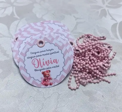 Tag de Agradecimento com Correntinha Menina 60 Unidades