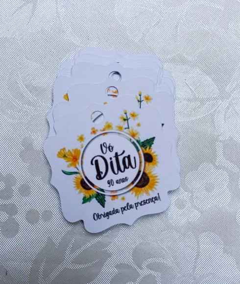 Tag de Agradecimento Girassol - 50 Unidades