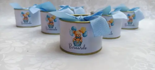 Latas 7x5cm Ursinho Azul 45 Unidades
