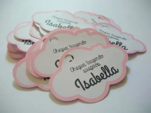 Tag Nuvem Rosa - 50 Unidades