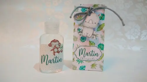 Safari Lembrancinha de Maternidade Álcool Gel - 40 Unidades