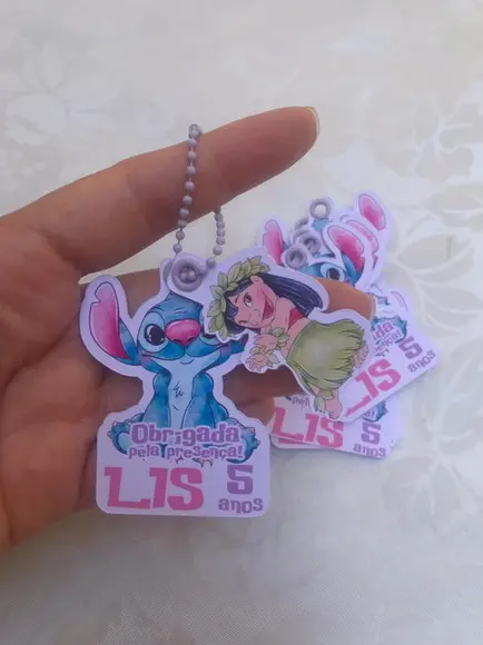 Tag Dupla com Correntinha - Stitch - 30 Unidades