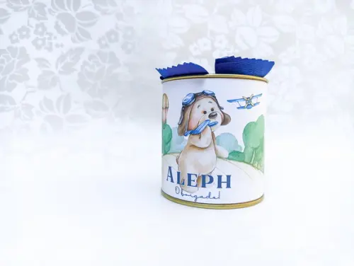 Latinha Personalizada 7x8cm Urso Aviador 15 Unidades