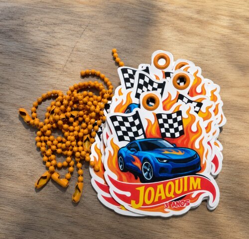 Tag Hot Carrinhos - 30 Unidades com Correntinha