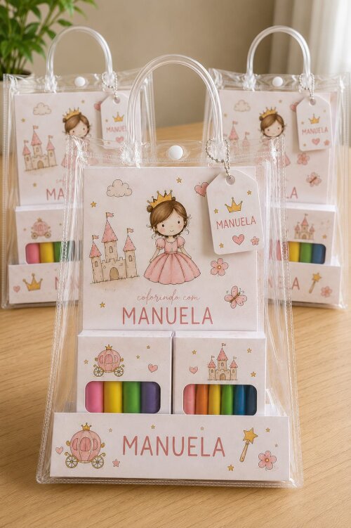 Kit Colorir Princesa Personalizado | Lembrancinha Infantil de Luxo