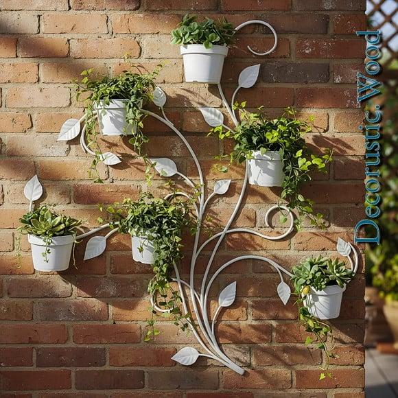 Jardim Vertical 6 Vasos - Metal Branco - 100×80 cm