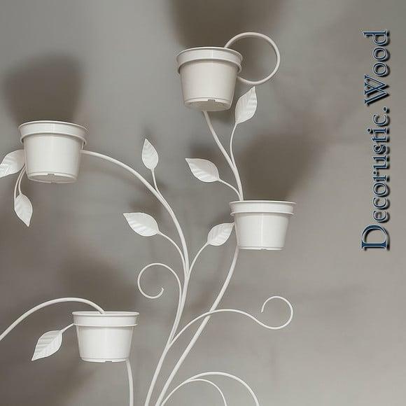Jardim Vertical 6 Vasos - Metal Branco - 100×80 cm