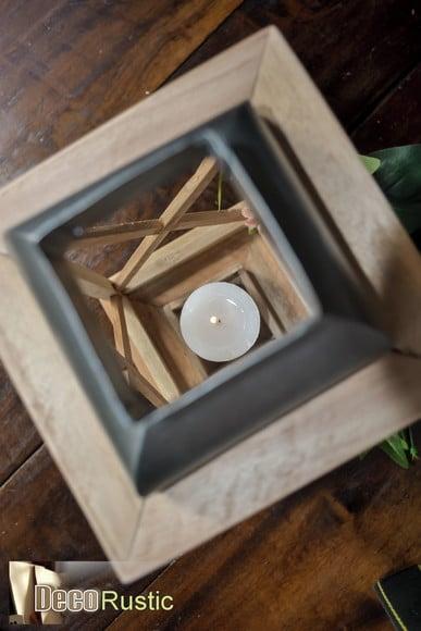 Lanterna Marroquina de Mesa para Velas em Madeira e Latão