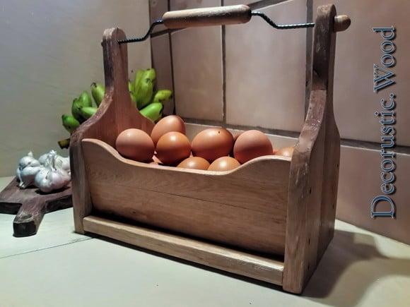 Porta-ovos, Madeira Rústica - Frete Reduzido!!