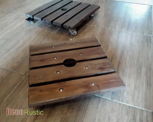 Deck Madeira Reforçada Porta Vaso com Rodizio Silicone 30 cm