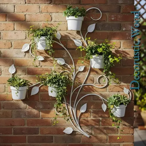 Jardim Vertical 6 Vasos - Metal Branco - 100×80 cm