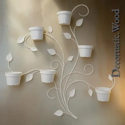 Jardim Vertical 6 Vasos - Metal Branco - 100×80 cm