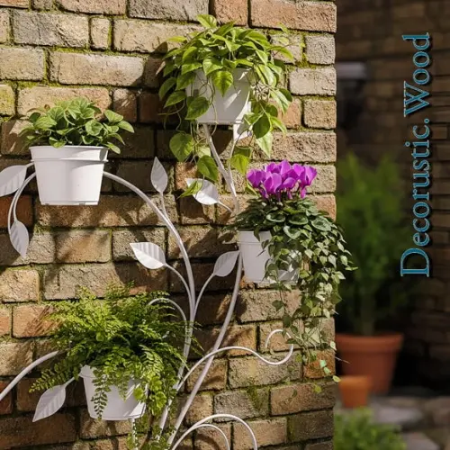 Jardim Vertical 6 Vasos - Metal Branco - 100×80 cm