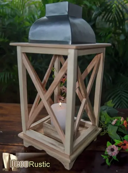 Lanterna Marroquina de Mesa para Velas em Madeira e Latão