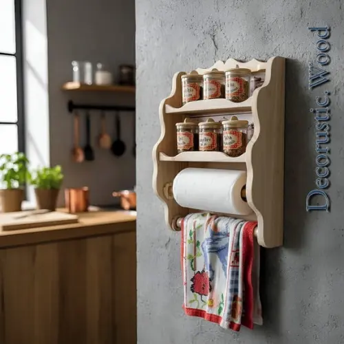 Porta Tempero com Suporte para Papel Toalha e Filme Pvc