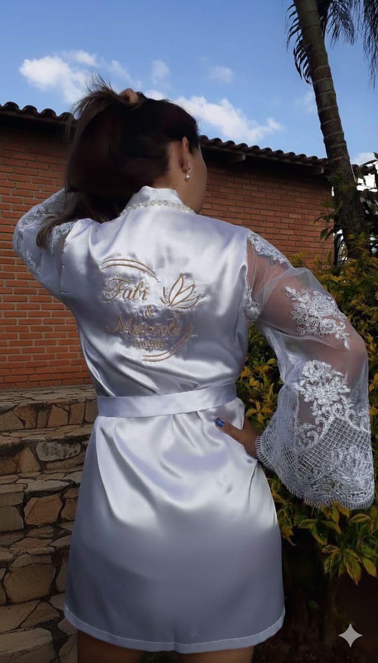Robe Cetim Elastano Personalizado Manga de Tule Especial