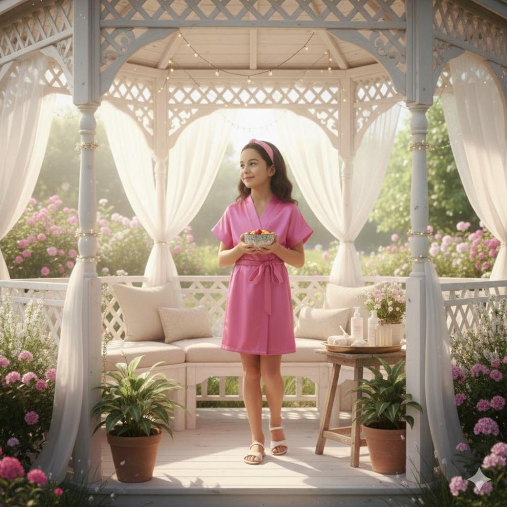 Robe Cetim Elastano Infantil Festa Spa Daminha Bordado Pers