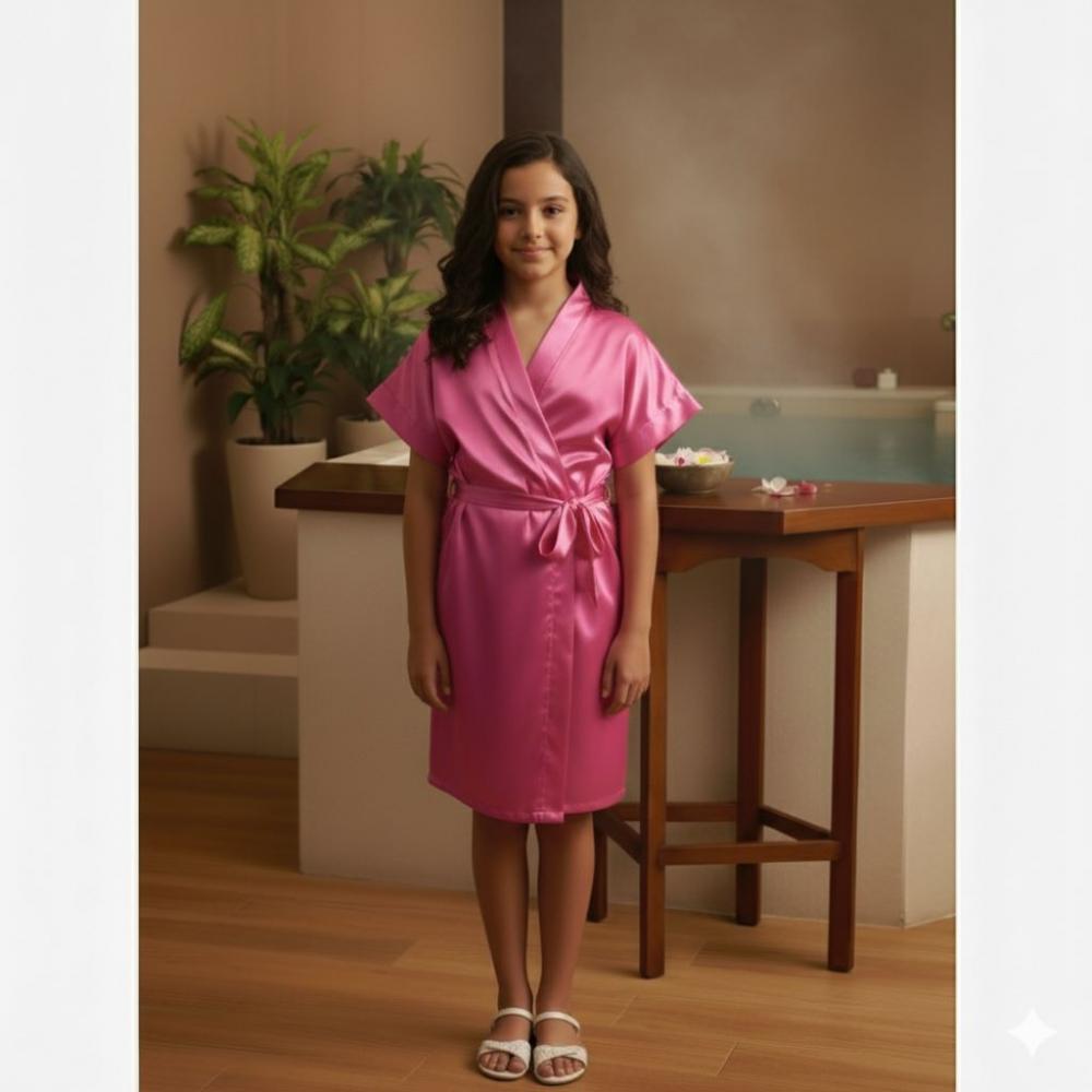 Robe Cetim Elastano Infantil Festa Spa Daminha Bordado Pers