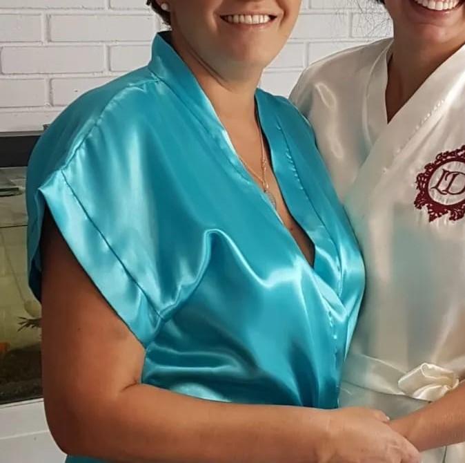 Robe de Cetim com Elastano Bordado Personalizado