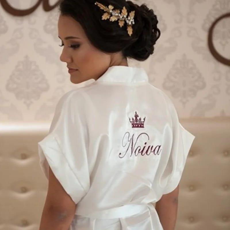 Robe de Cetim com Elastano Bordado Personalizado
