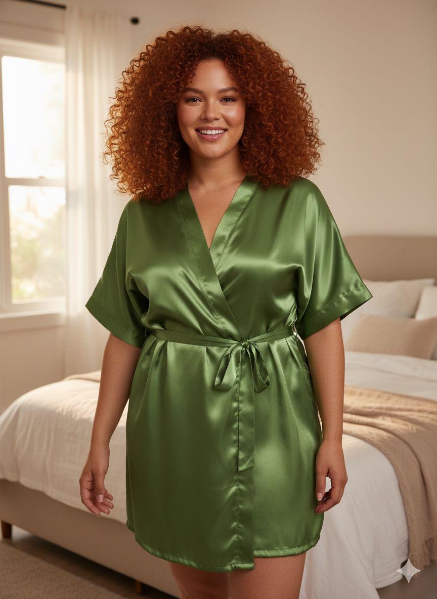 Robe de Cetim com Elastano Plus Size Bordado Personalizado