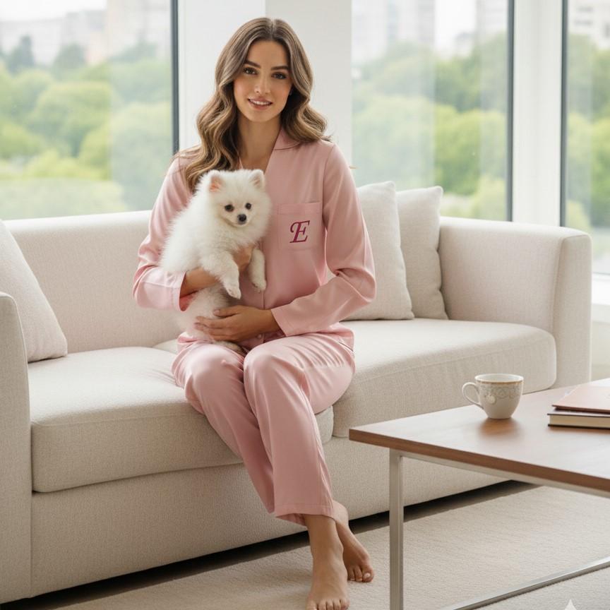 Pijama Longo em Cetim Personalizado até 46