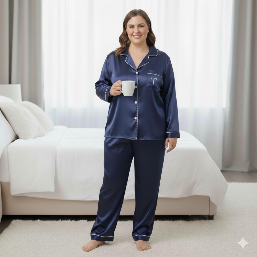 Pijama Longo Americano Cetim Person até 46