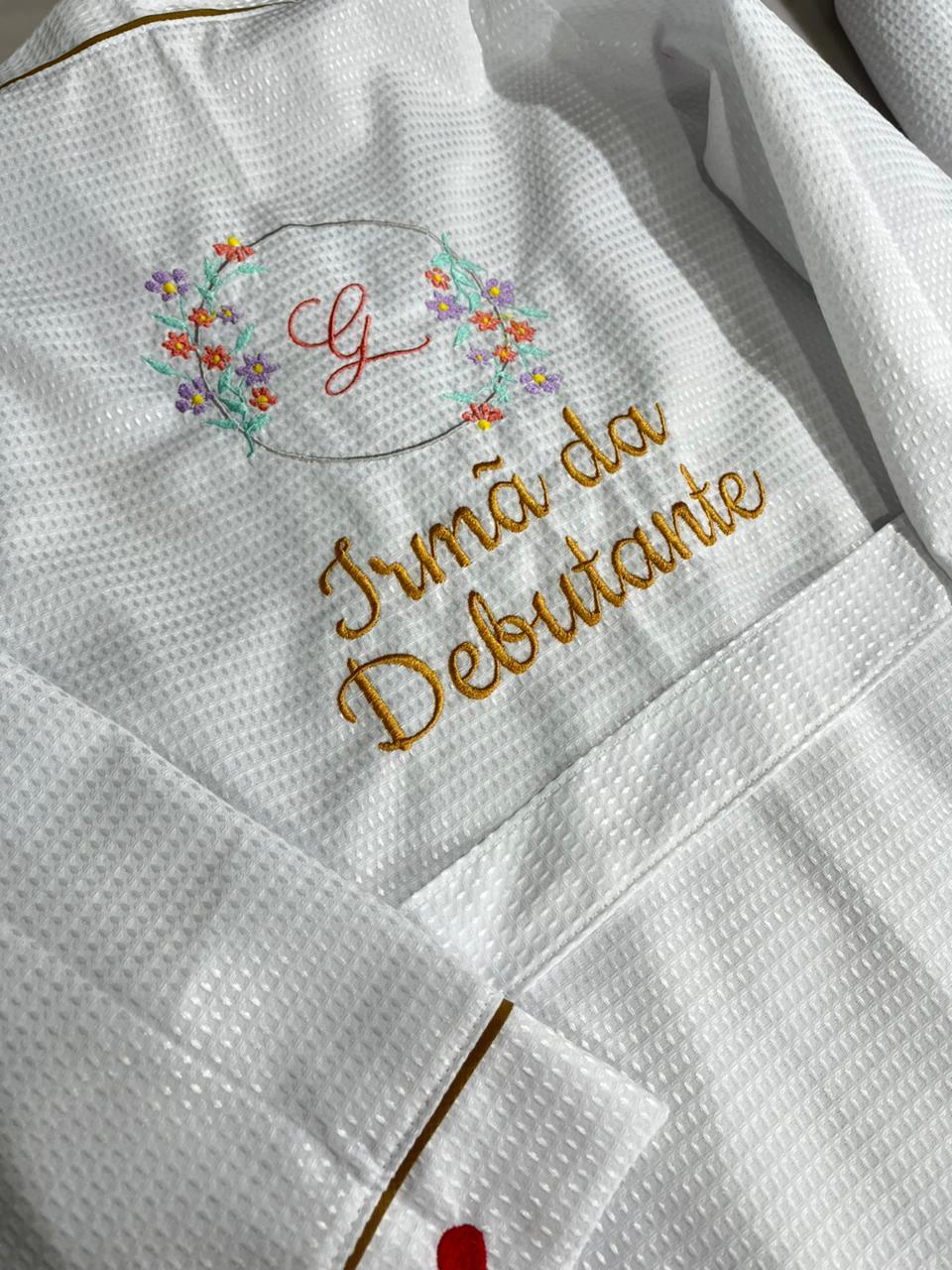 Roupão de Piquet Infantil até 12 Anos. Bordado. com Viés.