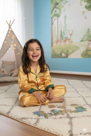 Pijama Infantil Longo Americano Cetim Personalizado (min 6)