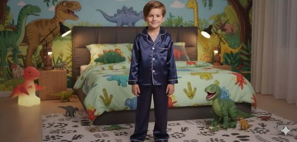 Pijama Infantil Longo Americano Cetim Personalizado (min 6)