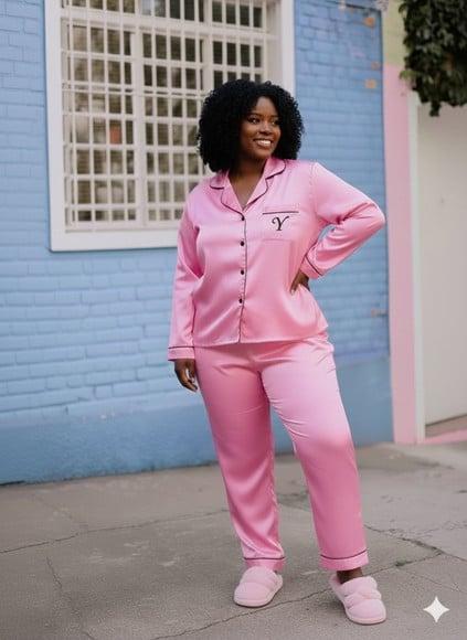 Pijama Longo Americano Cetim Person até 46 (min 10)