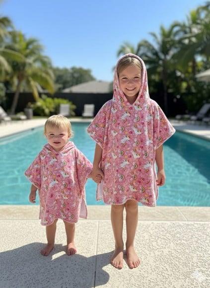 Poncho Infantil Capa c/ Capuz para Praia ou Piscina Roupão m