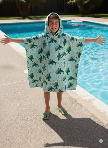 Poncho Infantil Capa c/ Capuz para Praia ou Piscina Roupão m
