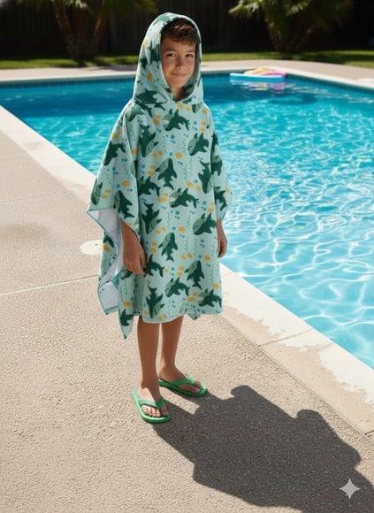 Poncho Infantil Capa c/ Capuz para Praia ou Piscina Roupão m