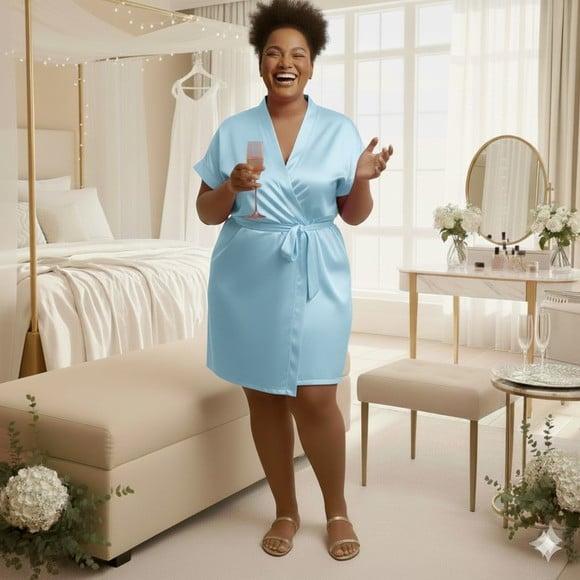 Robe de Cetim com Elastano Plus Size Personalizado (min 2)