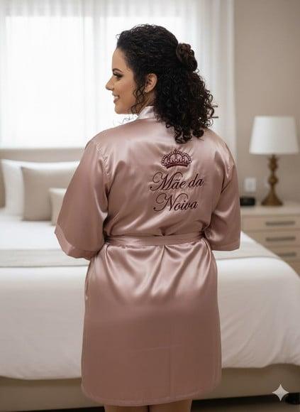 Robe de Cetim Elastano Plus Size com Manga Person (min 2)