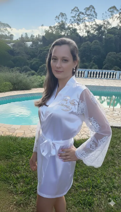 Robe Cetim Elastano Personalizado Manga de Tule Especial