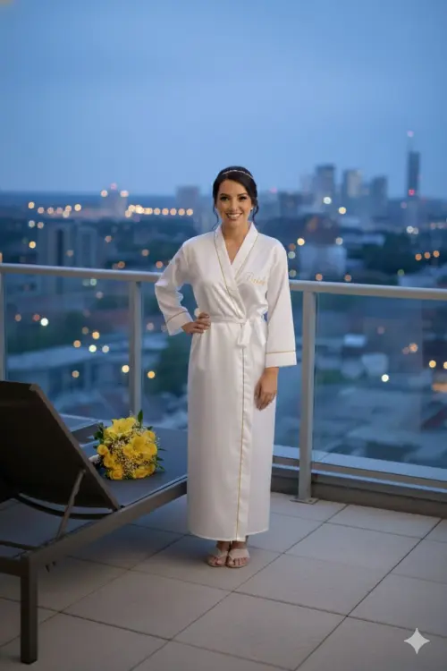 Robe Crepe Amanda Longo/midi Personalizado Manga com Viés