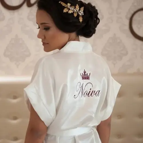 Robe de Cetim com Elastano Bordado Personalizado