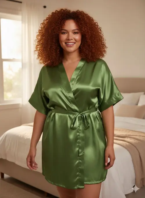 Robe de Cetim com Elastano Plus Size Bordado Personalizado