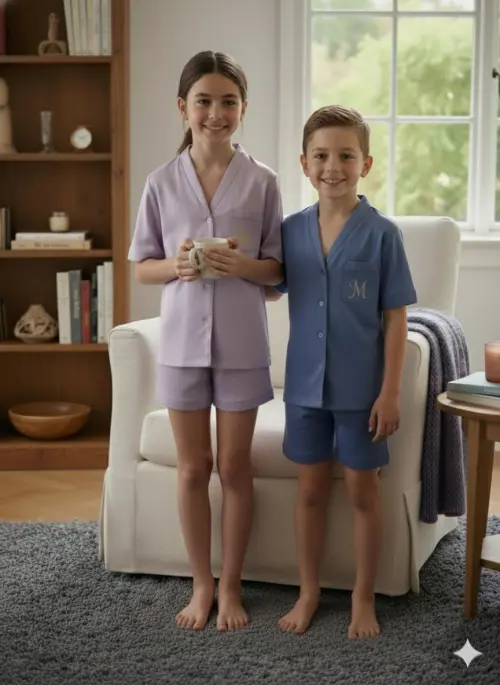 Pijama Infantil Curto em Cetim Personalizado