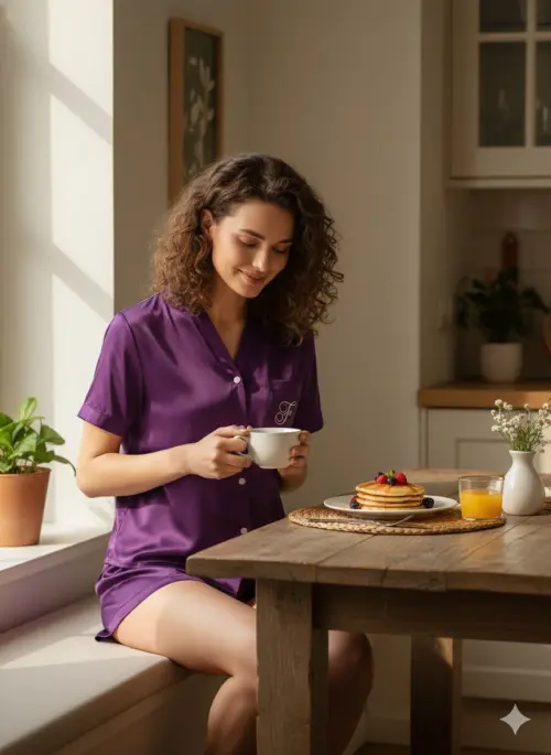 Pijama Curto em Cetim Personalizado até 46