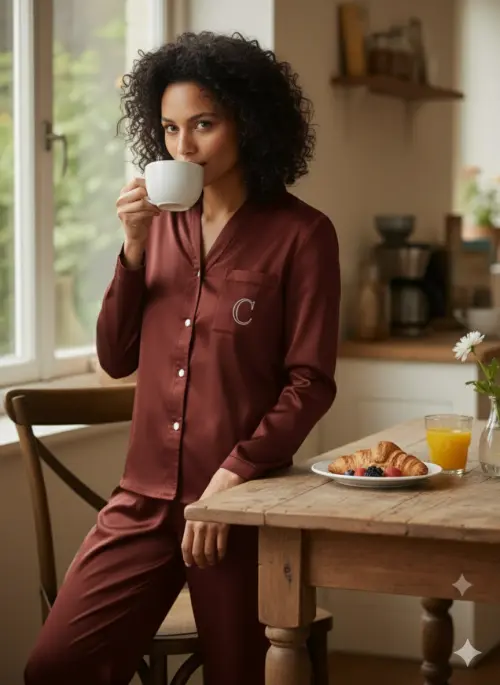 Pijama Longo em Cetim Personalizado até 46