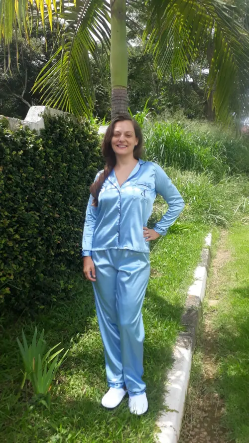 Pijama Longo Americano Cetim Person até 46