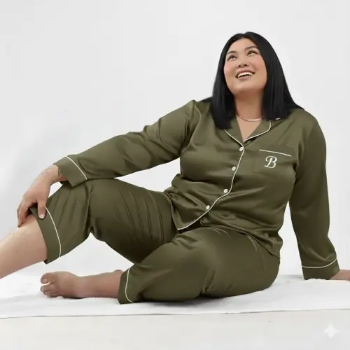 Pijama Longo Americano Cetim Person Plus Size a Partir 48