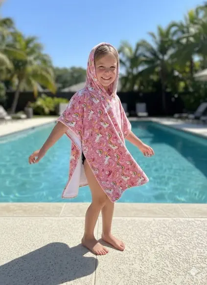 Poncho Infantil Capa c/ Capuz para Praia ou Piscina Roupão G